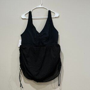 Size 18 Lane Bryant Swim Black Bathing Suit (One-Piece) with Skirt - NWT